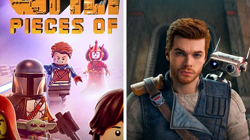 A comparison of Cal Kestis in LEGO form and the Star Wars Jedi video games
