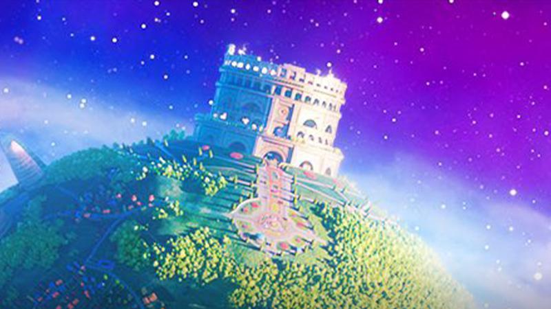 A colosseum on a planet in The Super Mario Galaxy Movie