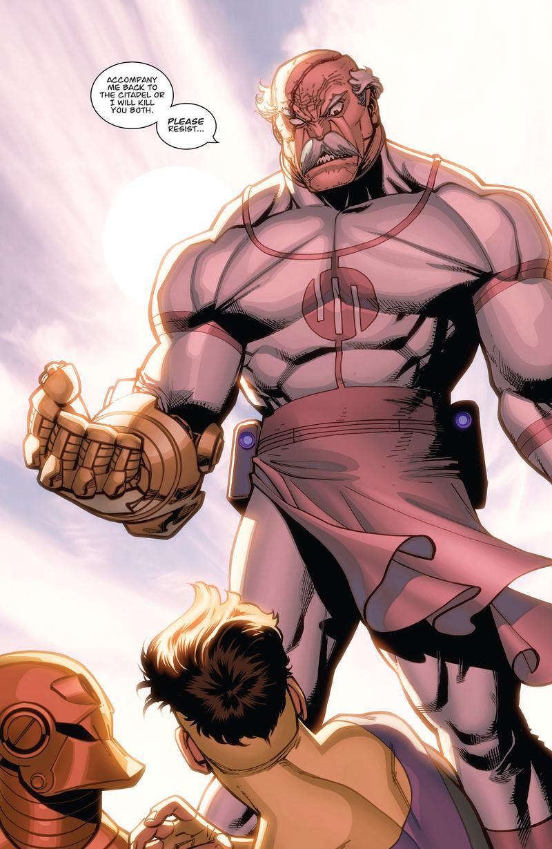 Full page spread from Invincible comics showing Conquest from another universe.