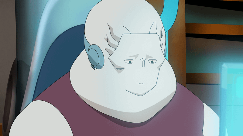 Image from Invincible series showing Data Twin #2 contemplating the arrival of Nolan.