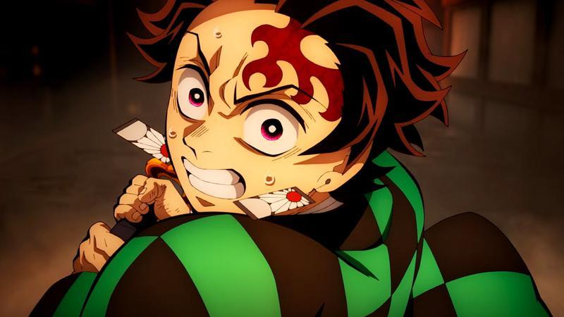 Tanjiro Kamado swinging his sword in Demon Slayer Infinity Castle