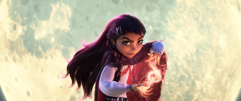 Hailee Steinfeld as Billie Doe casting red magic in Hexed.