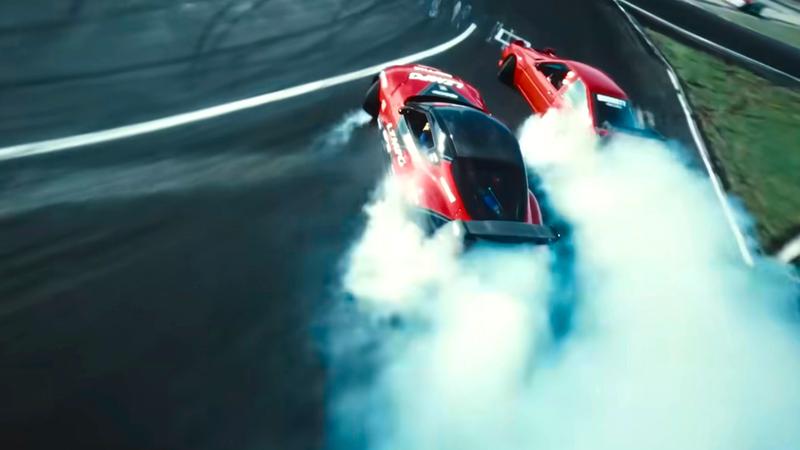 Two red cars drifting in Drifter.