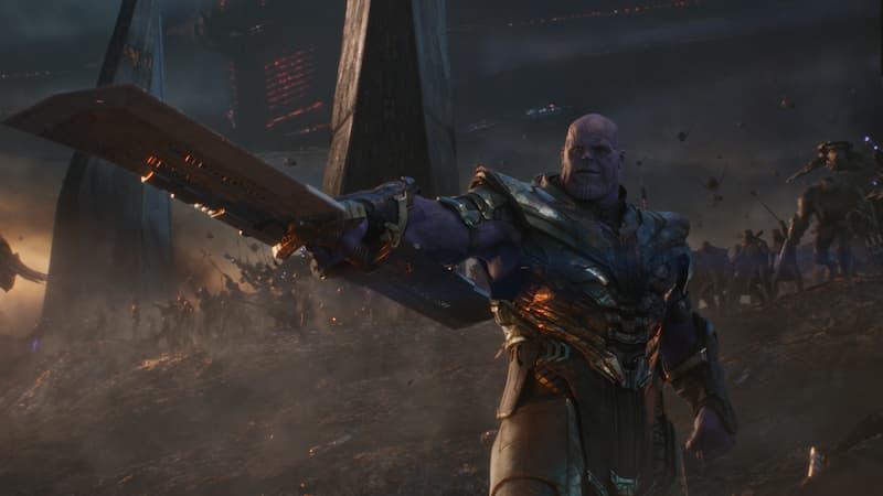 Thanos wielding his sword
