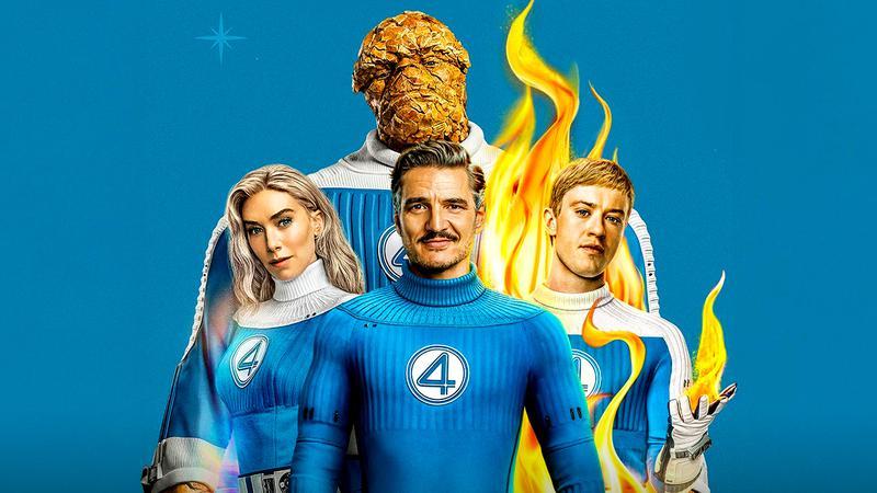 The Fantastic Four posing together on the poster for The Fantastic Four: First Steps