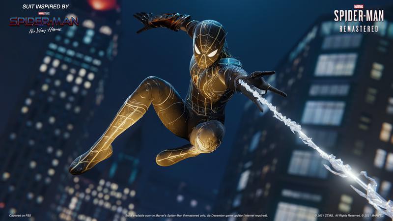 Terno Homem-Aranha Preto e Dourado PS5