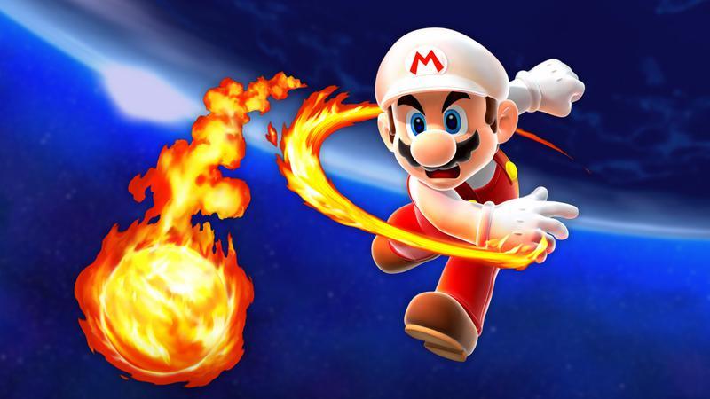 Mario throwing a fire ball in Super Mario
