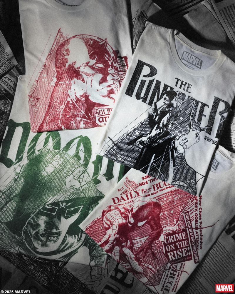 New Marvel NYCC T-shirts with Daredevil, Punisher, Doctor Doom, and Spider-Man on them