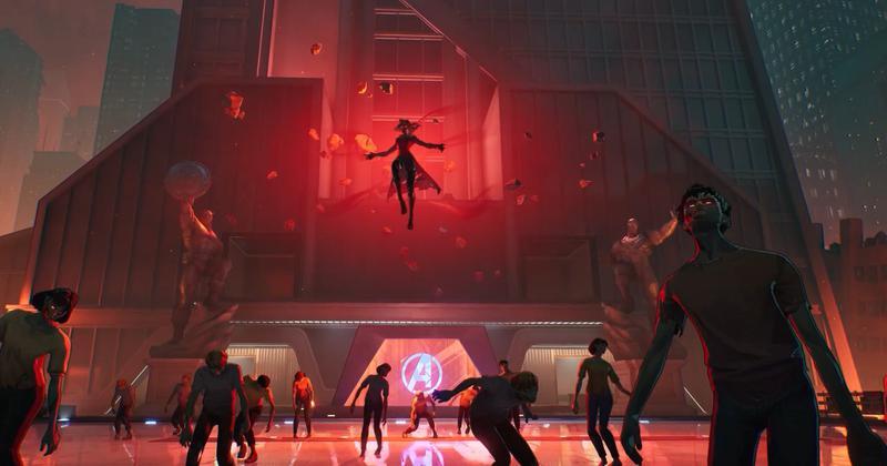 Wanda Maximoff floating over some zombies in Marvel Rivals