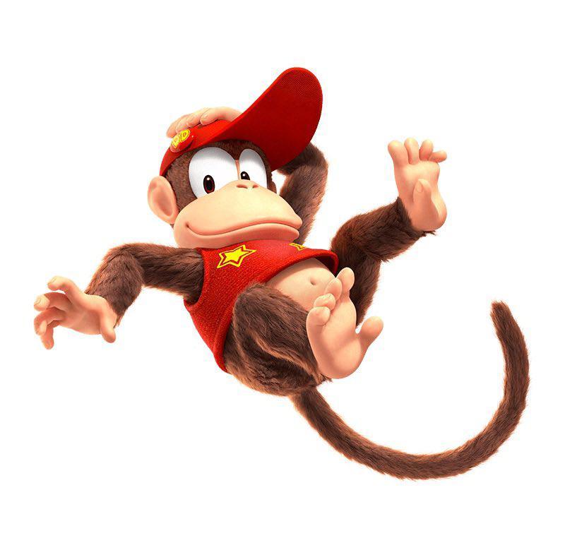 Diddy Kong with his legs kicked up in a new Nintendo render