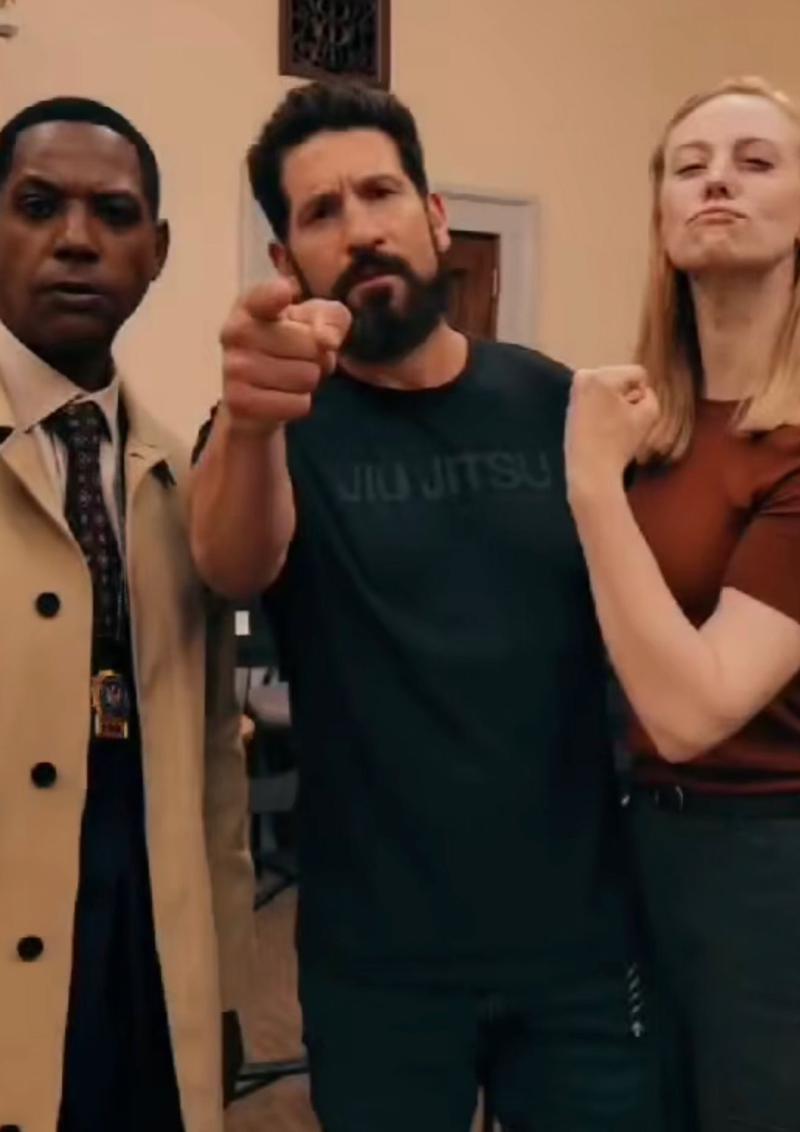 Royce Johnson, Jon Bernthal, and Deborah Ann Woll on the set of Daredevil: Born Again