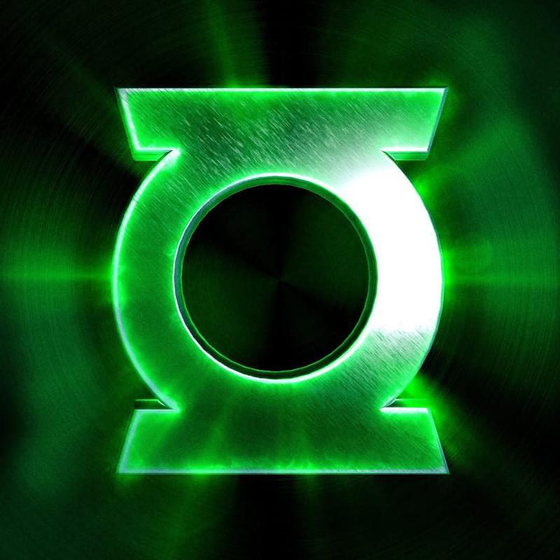 New Green Lantern logo on a green backdrop
