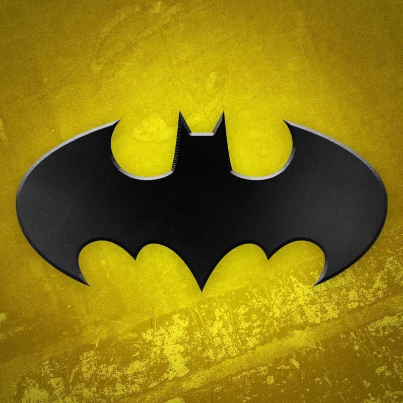 New Batman logo on a yellow background