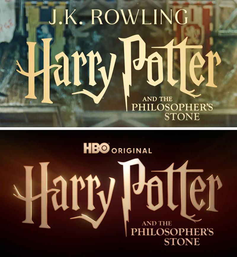 Harry Potter and the Philosopher's Stone tie-in book logo vs HBO show.
