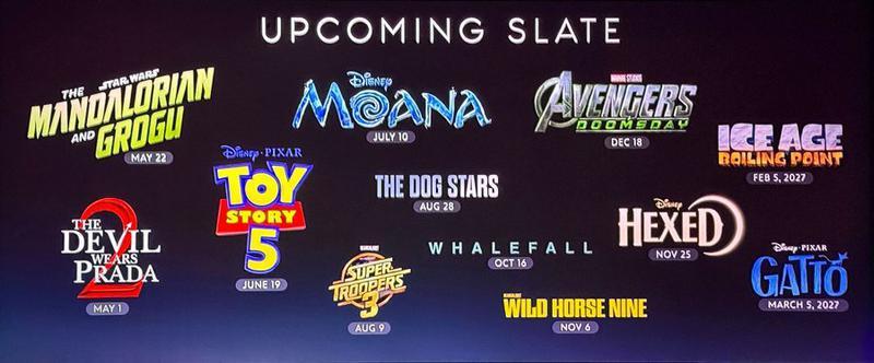 Disney upcoming movie slate 2026/2027.