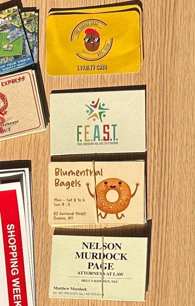 Designs for Peter Parker's cards in his wallet.