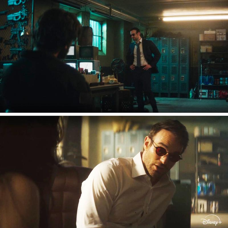 Matt Murdock in The Punisher's hideout in Season 1 vs Season 2.