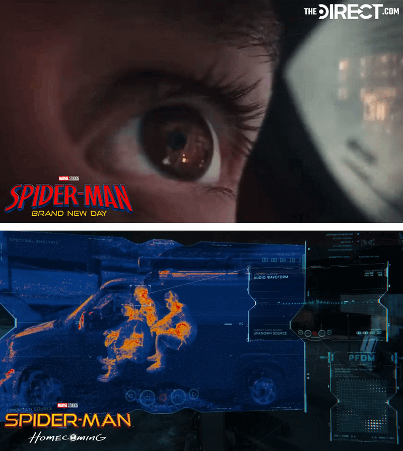 Comparison between the perspective inside Spider-Man's lenses.