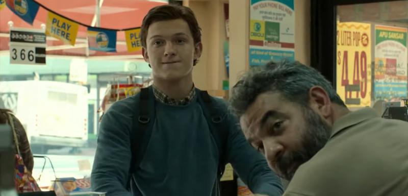 Tom Holland as Spider-Man and Hemky Madera as Mr. Delmar in Spider-Man: Homecoming