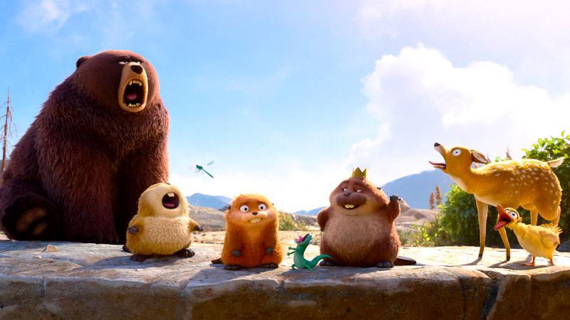 Mabel and her new animal friends.