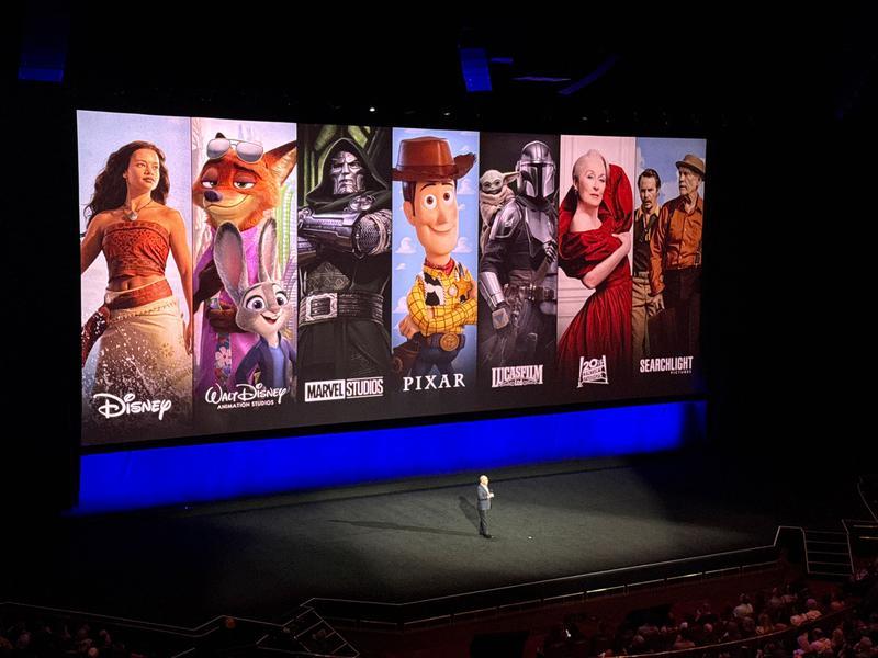 CinemaCon panel for Moana, Zootopia, Avengers: Doomsday, Toy Story, The Mandalorian and Grogu, The Devil Wears Prada 2.