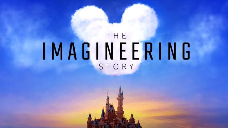 The Imagineering Story logo with a castle and Mickey Mouse cloud