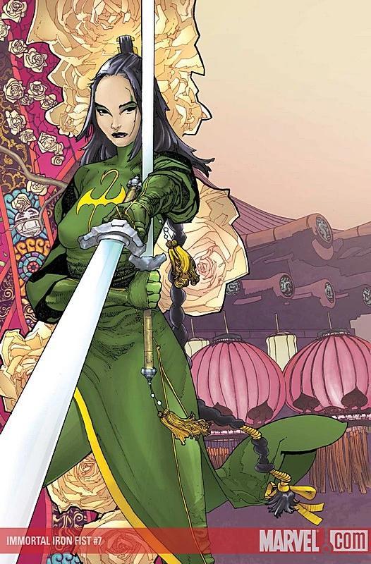 Wu Ao-Shi Iron Fist holding a sword toward the camera in Marvel Comics