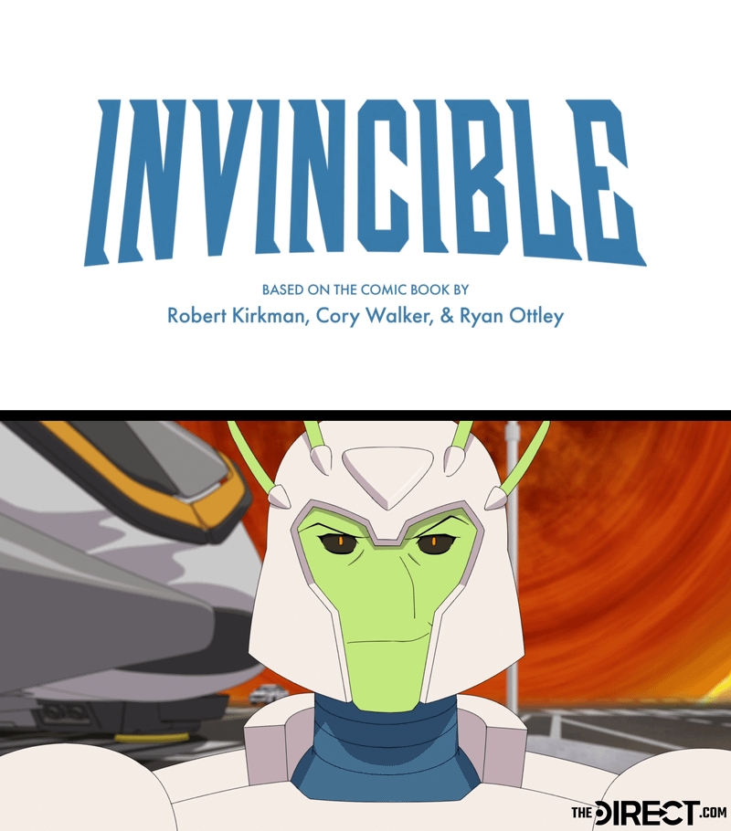 New Invincible logo for series above Flaxan, sharing its blue and white colors.