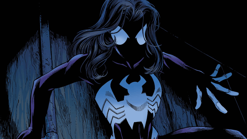 An image from Ultimate Spider-Man showing Jessica Drew, a female clone of Peter Parker.
