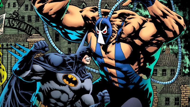 Batman fighting Bane in Batman: Knightfall