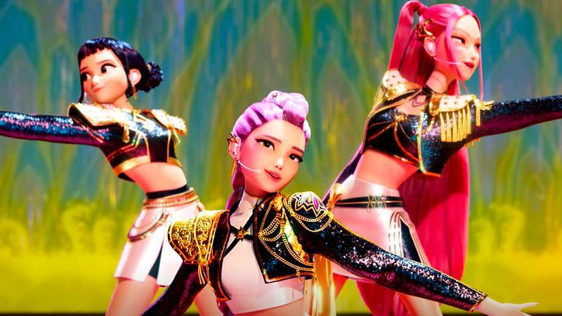 The K-Pop Demon Hunters characters dancing on stage