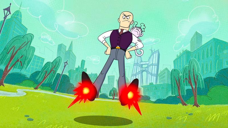 Lex Luthor using his jet shoes.