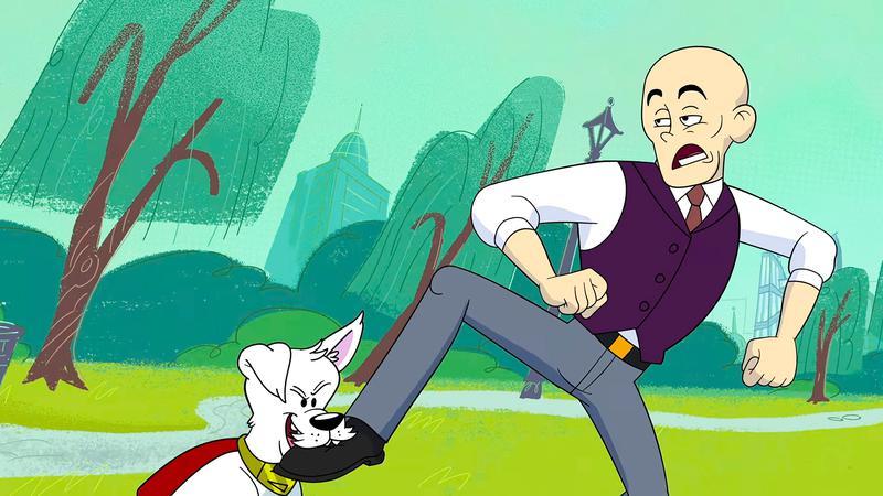 Krypto attacks Lex Luthor.