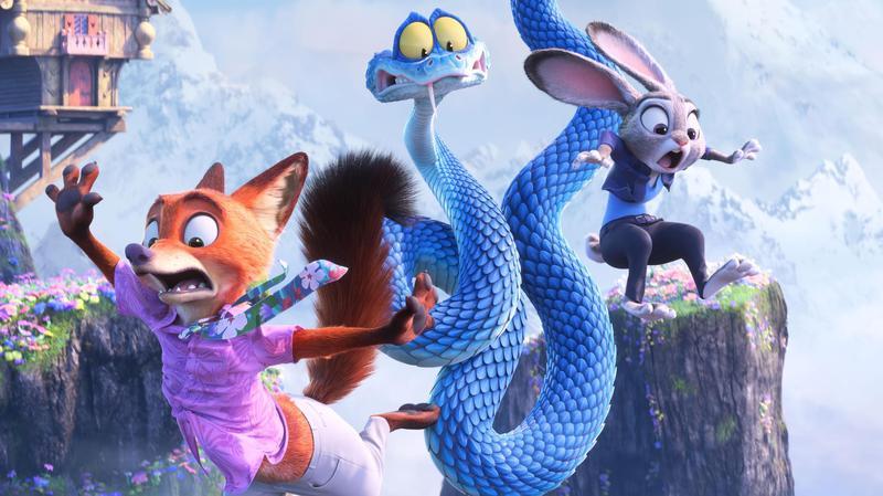 Nick, Gary De'Snake, and Judy in Zootopia 2