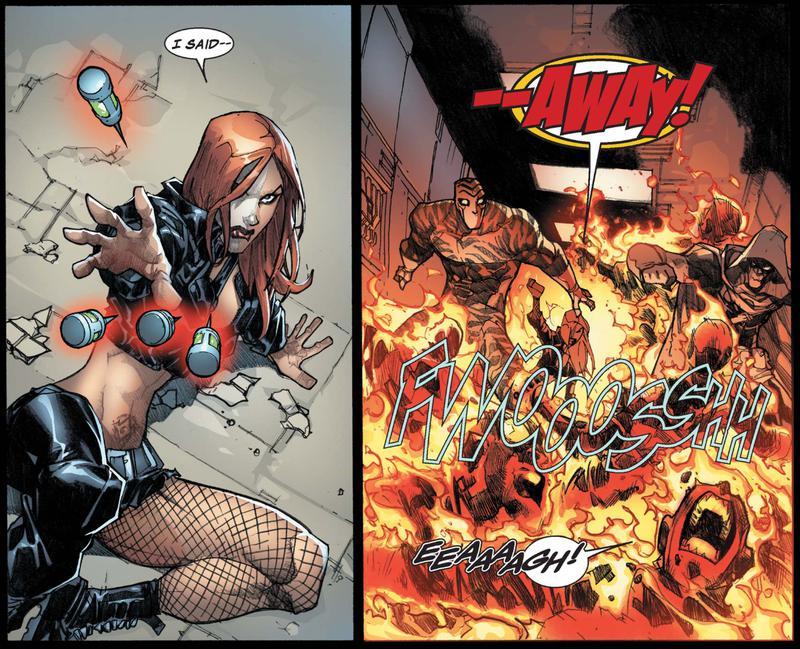 Panel from Avengers comic showing Mary Walker using her powers.