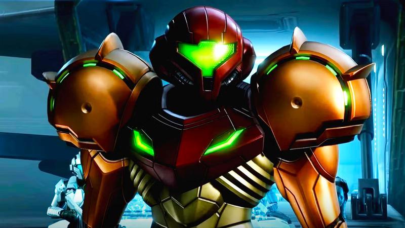 Samus standing in a space ship in Metroid Prime