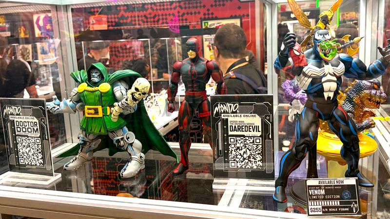 Daredevil, Venom, and Doctor Doom Mondo figures