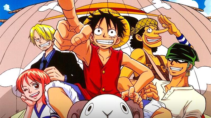 Luffy and the Straw Hats on their ship in One Piece