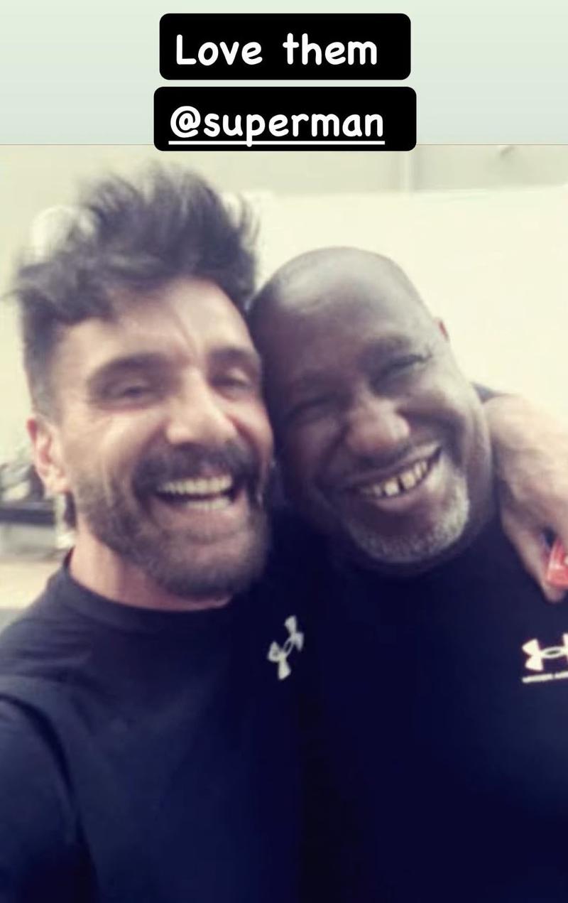 Frank Grillo and Terence Rosemore in warm embrace.