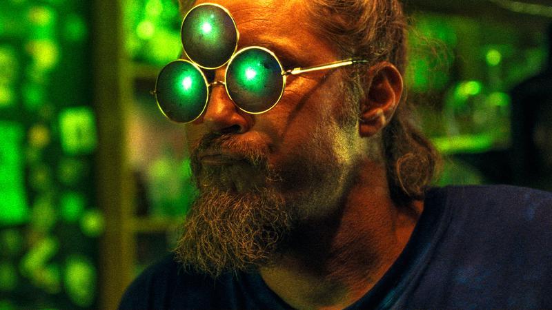 Travis Fimmell wearing strange glasses in Pathetic Fallacy.