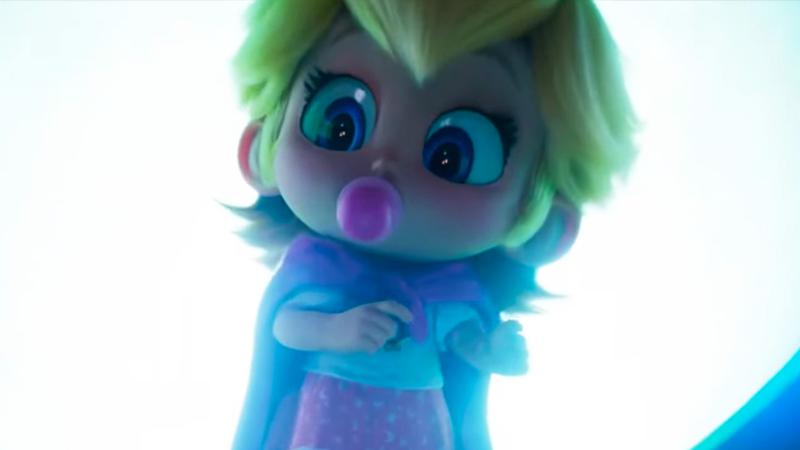 Baby Peach walking through a pipe in The Super Mario Bros. Movie