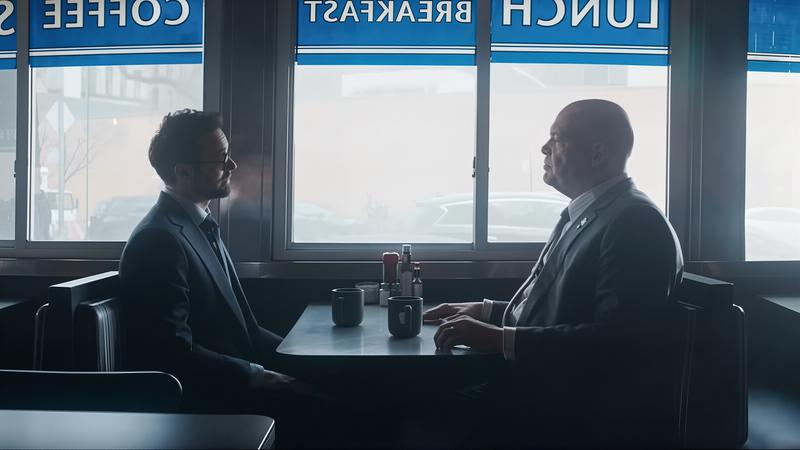 Kingpin and Daredevil having a conversation in Daredevil: Born Again Season 1.