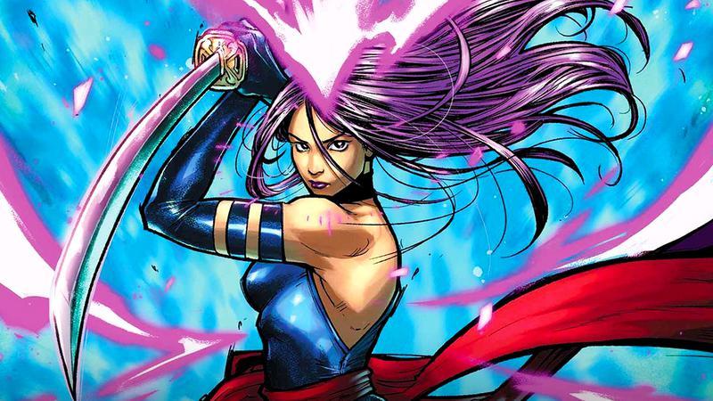 Psylocke swinging a sword in Marvel Comics