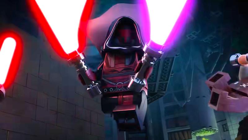 Darth Revan swinging his sabers in LEGO Star Wars: Rebuild the Galaxy - Pieces of the Past 