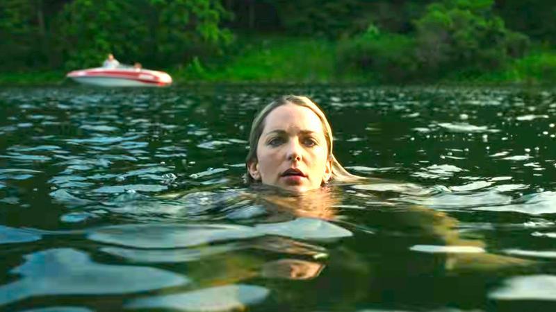 Jessica Rothe as Ally in River swimming.