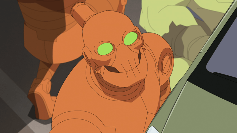 One of Robot's drone looking up in the sky.