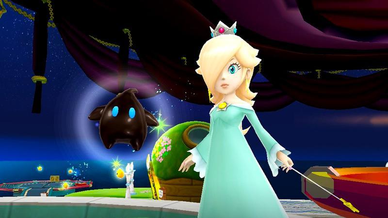 Rosalina standing with a Luma in Super Mario Galaxy