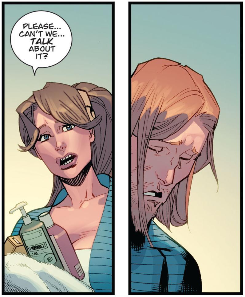 Panels from Invincible comic showing Robot and Monster Girl as adults.