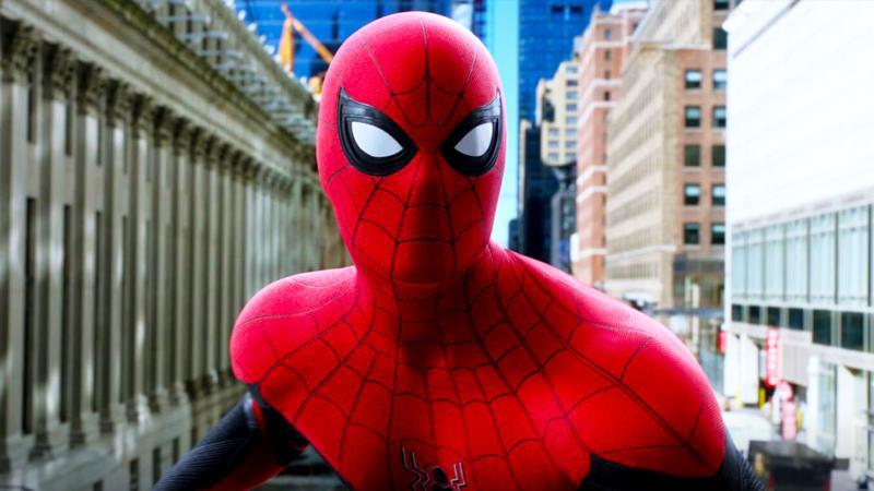 Tom Holland in his Spider-Man costume in Spider-Man: Far From Home