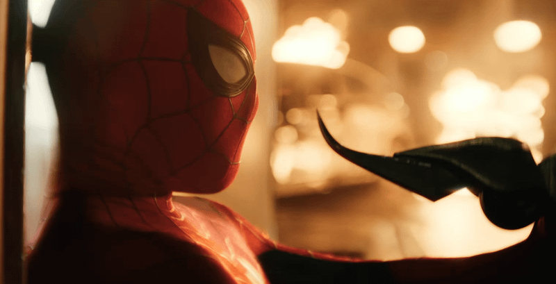 The Spider-Man mask against the Scorpion tail.